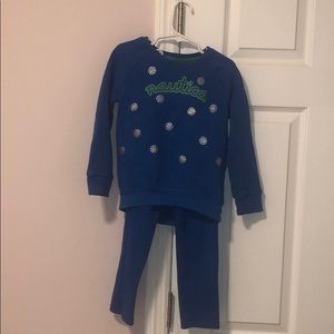 Nautical sweater and sweatpants for little girls
